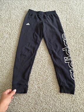 adidas Kids Black Jogger Pants with White Side Logo